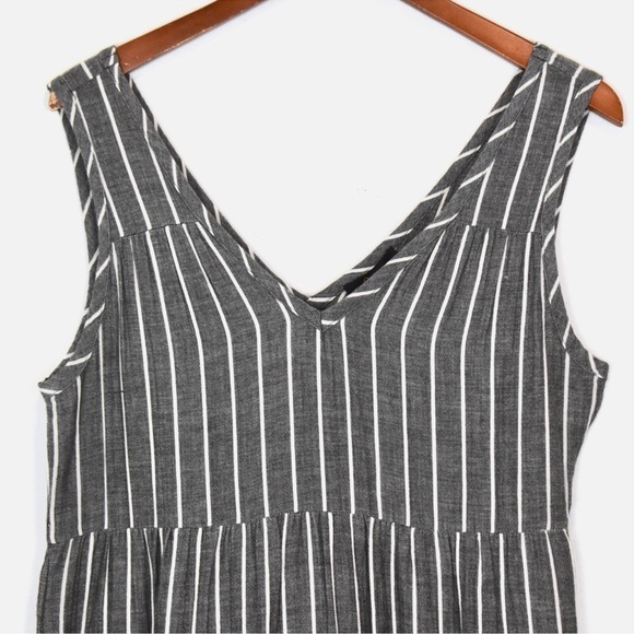 Quince Dress Cotton Gauze Midi Tiered Sleeveless Sz Med Stripe - Picture 3 of 6